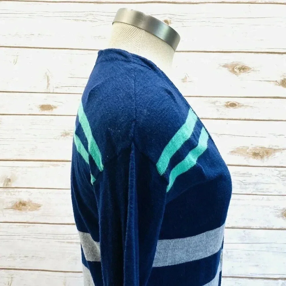 ARIZONA Women Long Sleeve Button Down Striped V-Neck Cardigan Top Size Small